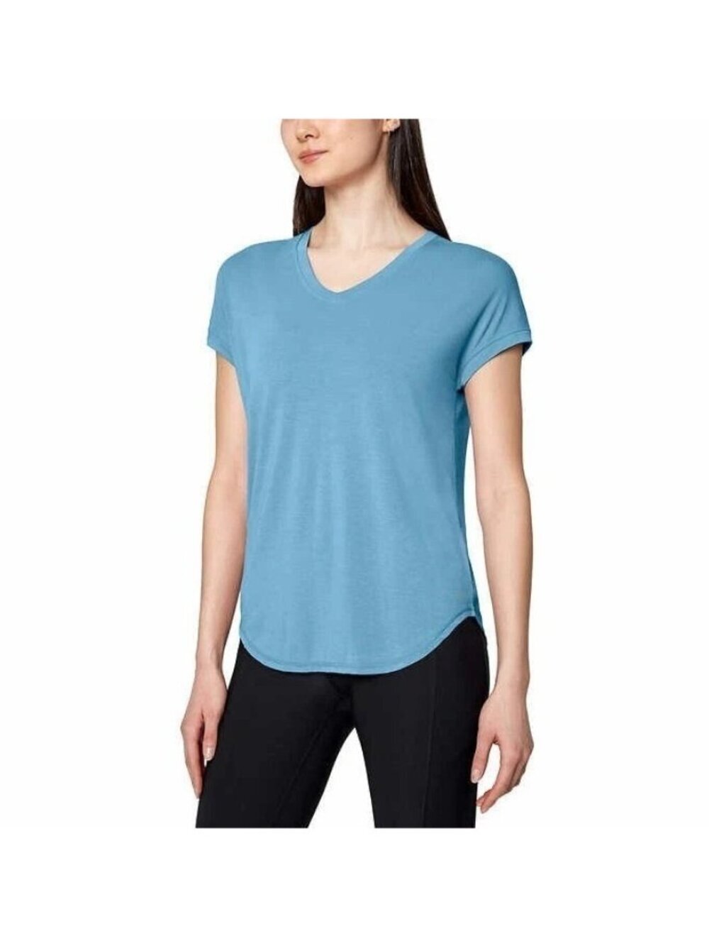 NWT Mondetta Women's XL Blue V-Neck T-Shirt Modal Blend Relaxed Fit B0856